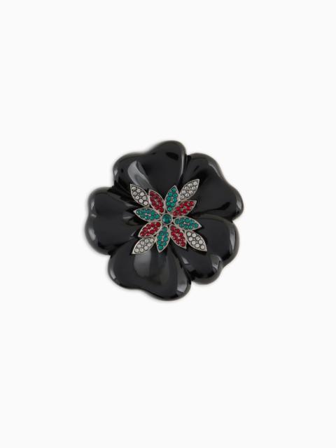 GIORGIO ARMANI Swarovski crystal and resin flower-shaped brooch