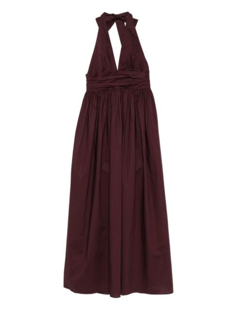 MATTEAU halter plunge midi dress