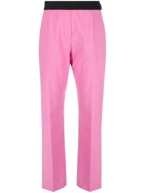 MSGM logo-waistband wool trousers