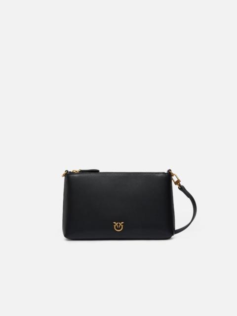 PINKO FLAT LEATHER CLUTCH WITH LOVE BIRDS LOGO