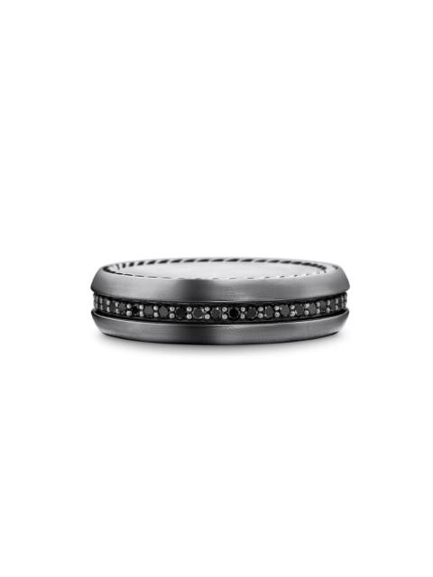 DAVID YURMAN Men's Streamline Band Ring in Grey Titanium - Black Diamond