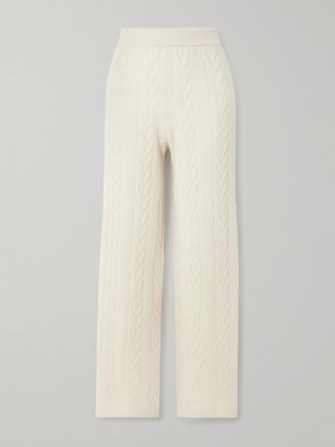 LISA YANG Dagny cable-knit cashmere straight-leg track pants Cream
