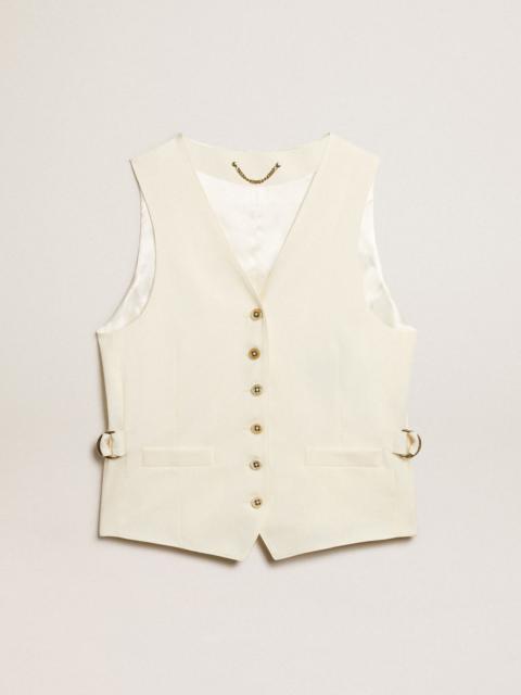 Golden Goose Women's aged white V-neck gilet