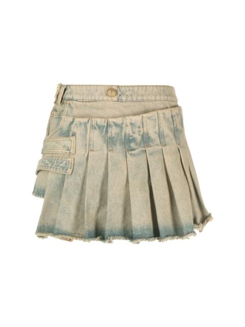 pleated asymmetric miniskirt