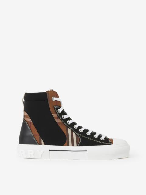 Vintage Check Cotton and Neoprene High-top Sneakers