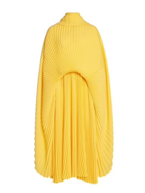 Pleated Crepe Maxi Dress yellow