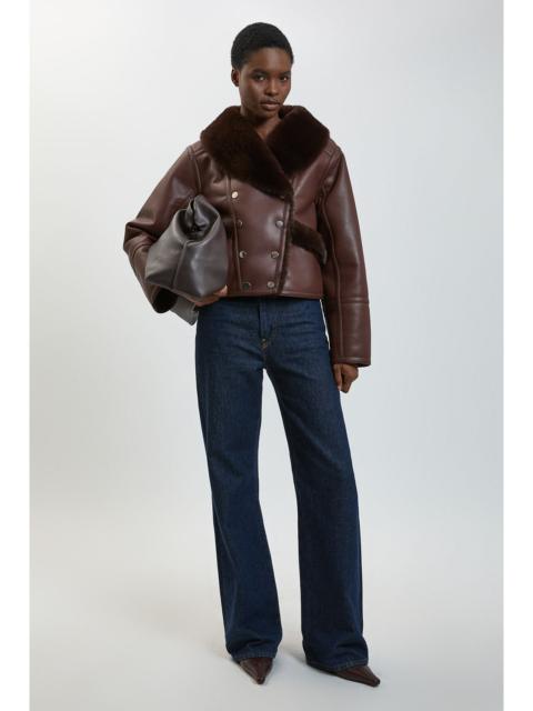 KAREN MILLEN Faux Leather And Faux Fur Short Coat