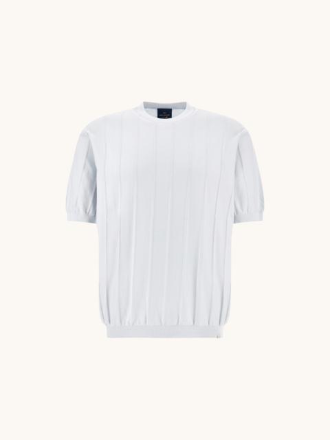 Paul & Shark CREW‑NECK SWEATER IN PIUMA COTTON WITH LINEN DETAILS