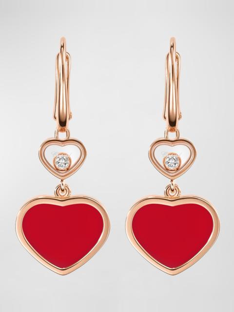 Chopard Happy Hearts 18K Rose Gold Carnelian & Diamond Earrings