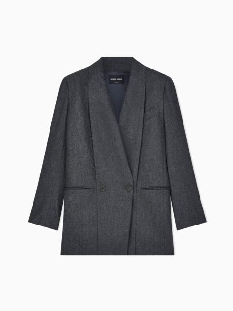 GIORGIO ARMANI BLAZER DOPPIOPETTO IN FLANELLA DI LANA VERGINE E CASHMERE
