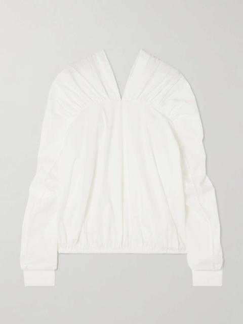 diotima Braceback embroidered gathered cotton-poplin blouse White