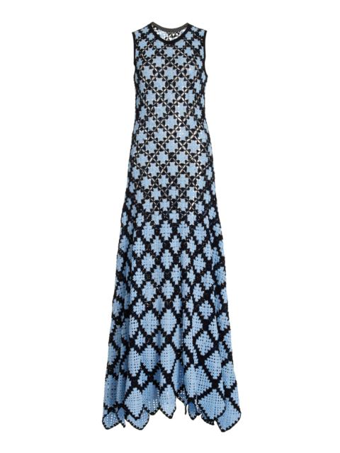 Ianna Crocheted Cotton Maxi Dress blue