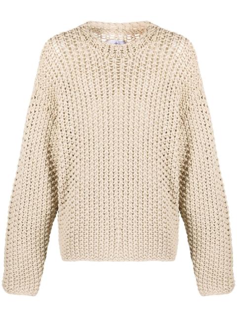 logo-print long-sleeve macramÃ© jumper