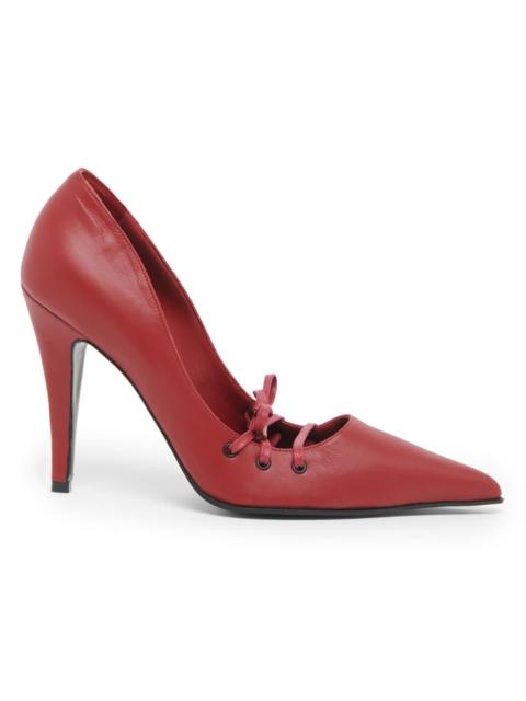 Alexander McQueen Women's Corset 100MM Leather Pumps - Crimson