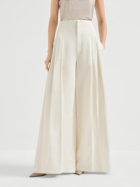 Cotton and ramie twill maxi trousers