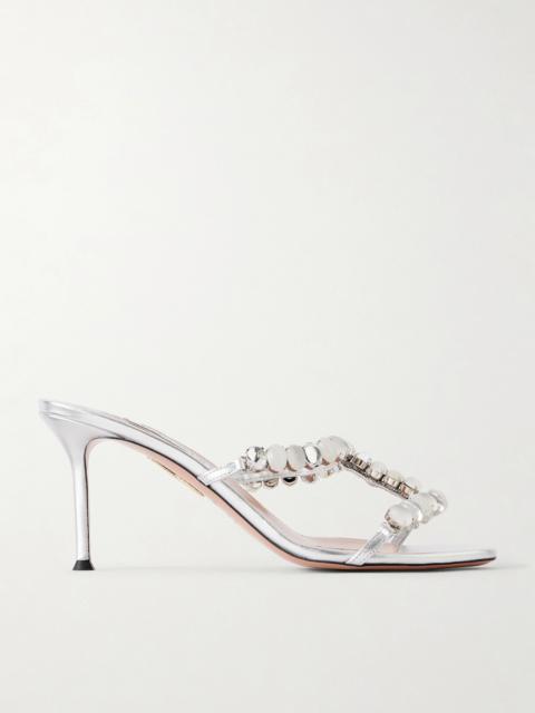 AQUAZZURA Mystic Stone 75 Embellished Mules