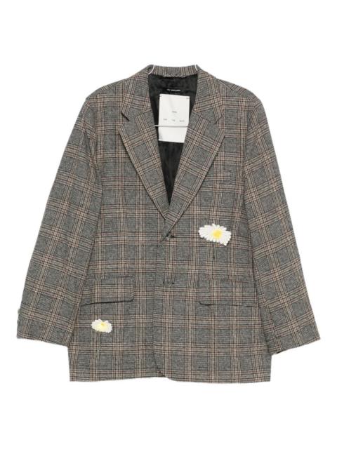 Song for the Mute floral-appliqué plaid blazer
