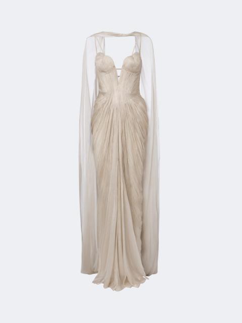 MARIA LUCIA HOHAN Cecilia silk bustier gown and cape set