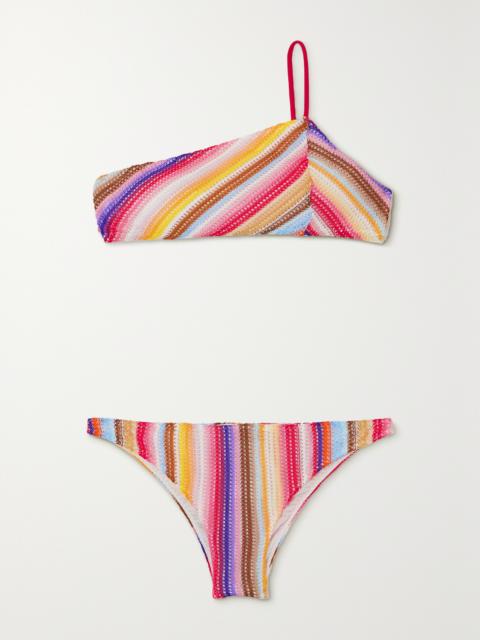 Missoni Mare One-shoulder Striped Crochet-knit Bikini