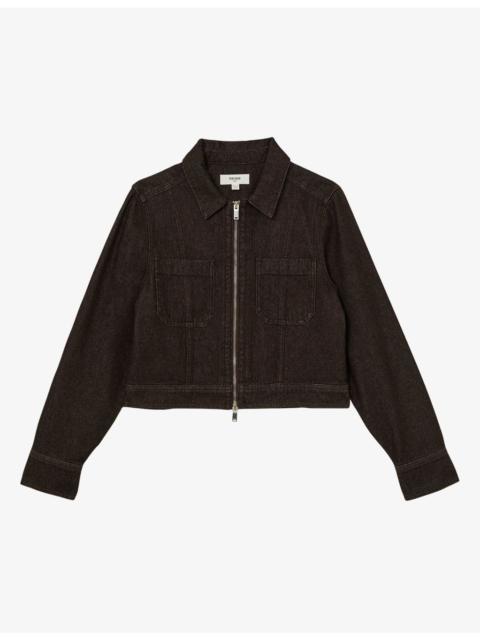 REISS Lotta Cropped Denim Jacket