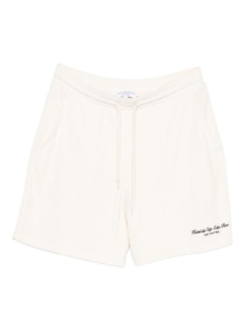 Sporty & Rich x Hotel Du Cap Eden Roc Eden Script embroidered mini shorts
