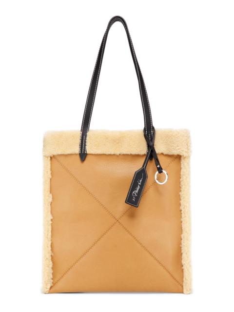 3.1 Phillip Lim Women's Slim Shearling-Trimmed Leather Tote Bag - Ivory Camel