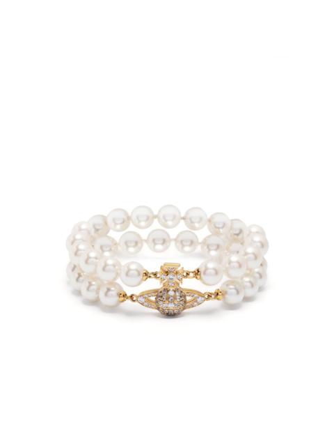 Vivienne Westwood Orb-plaque double pearl bracelet