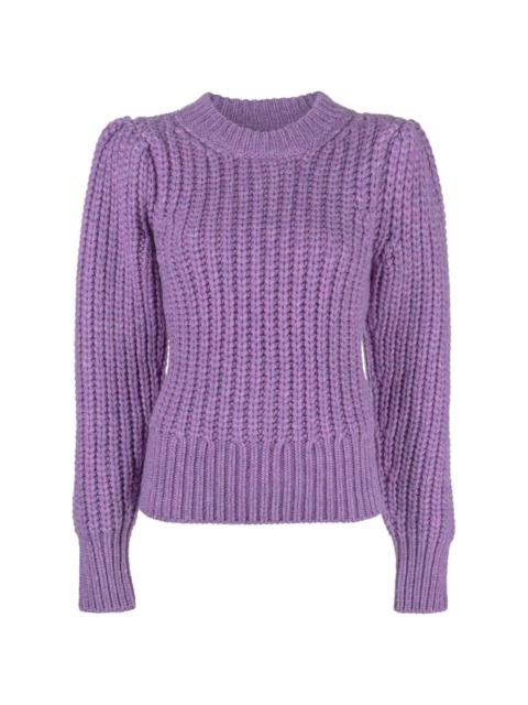 puff-sleeve knitted jumper