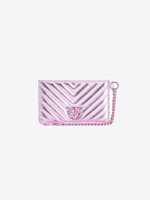 CHEVRON-PATTERNED CARD HOLDER WITH CHAIN