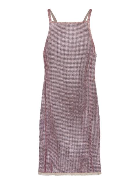 Prada Sequin-Embroidered Mesh Mini Dress pink