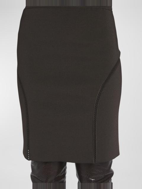 Embroidered Compact Slinky Viscose Pencil Skirt