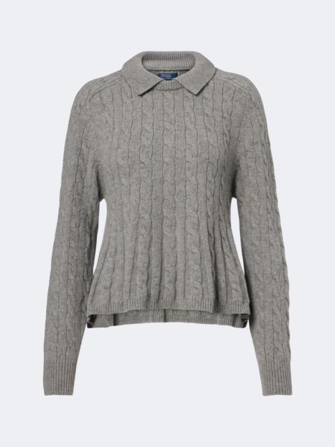 Polo Ralph Lauren Cable-knit wool and cashmere polo sweater