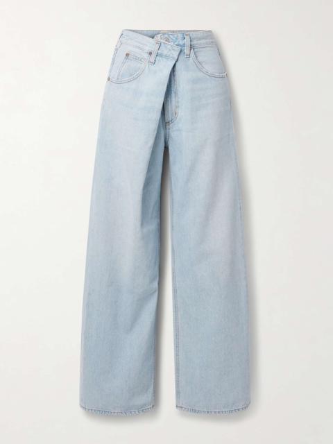 AGOLDE Vana draped low-rise wide-leg jeans Light denim