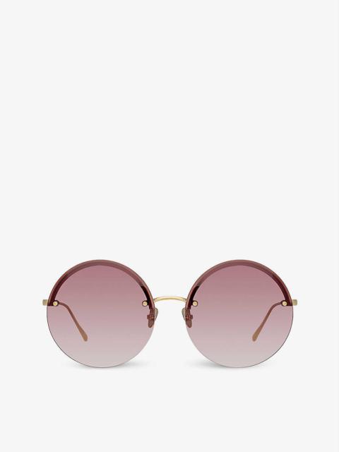 Adrienne round-frame titanium sunglasses