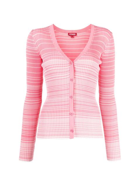 STAUD striped knitted V-neck cardigan