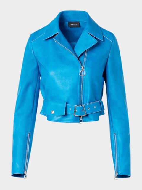 AKRIS Avril Cropped Nappa Leather Jacket