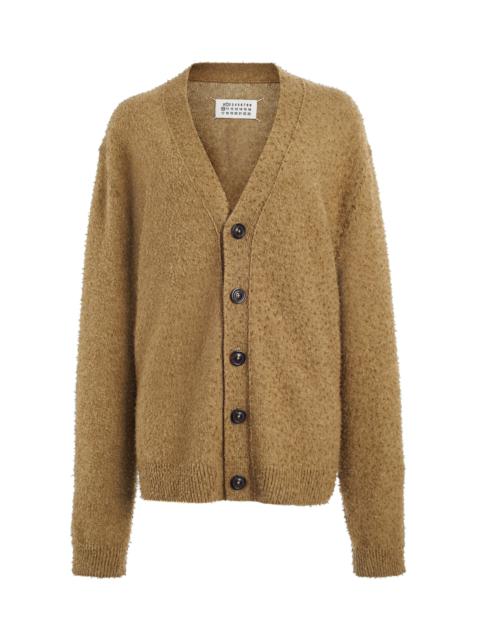 Maison Margiela Textured Knit Wool-Cotton Cardigan green