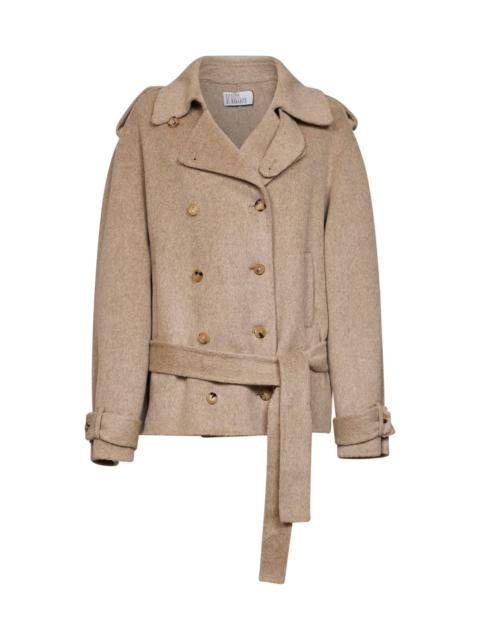 GIUSEPPE DI MORABITO Beige double wool and alpaca short double-breasted trench coat