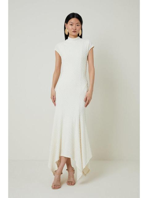 KAREN MILLEN Textured Jersey Dramatic Hem Maxi Dress