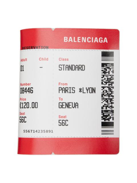 BALENCIAGA White & Red Passport Boarding Wallet