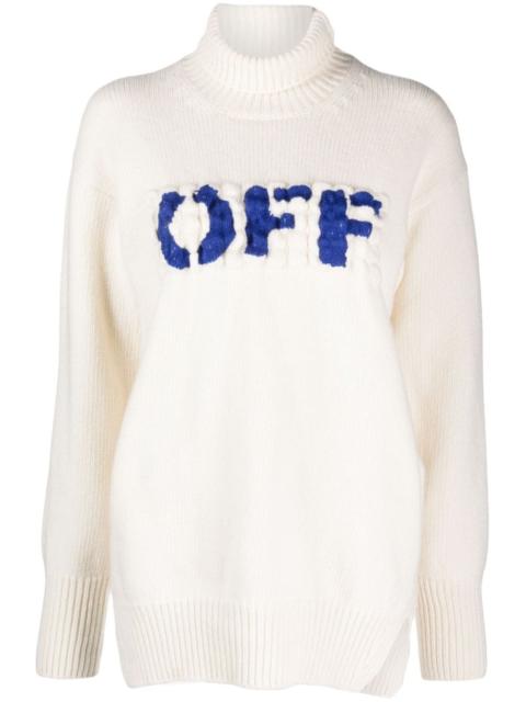 Off-White Boiled Logo-appliquÃ© wool jumper