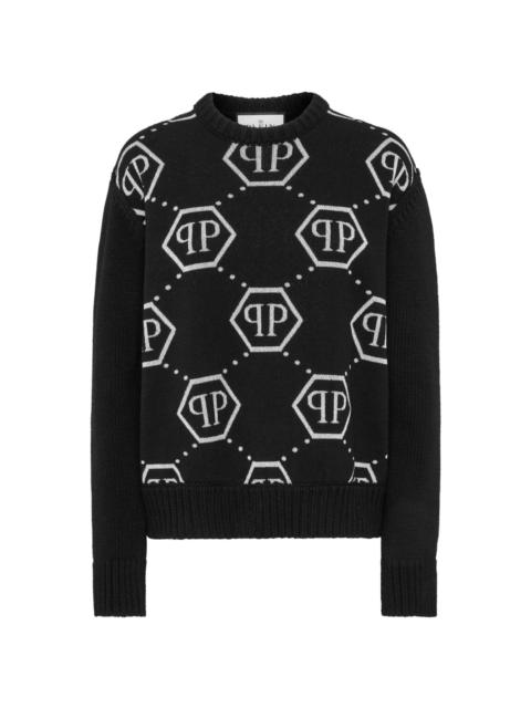 intarsia-knit logo jumper