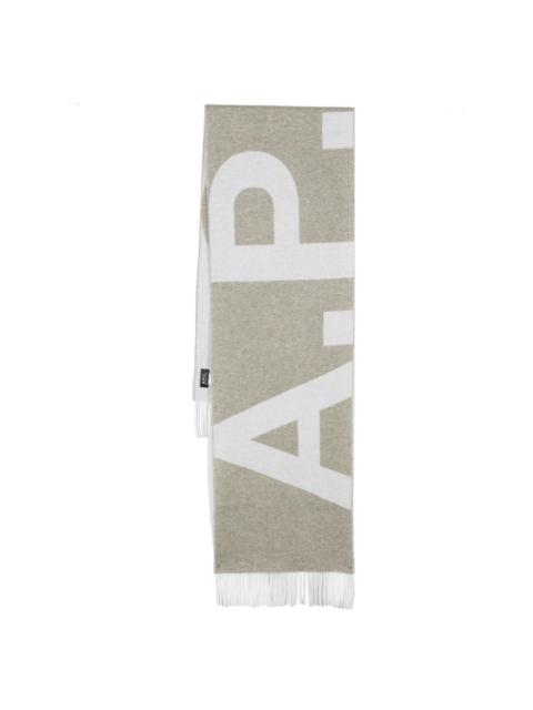 A.P.C. intarsia-knit logo scarf
