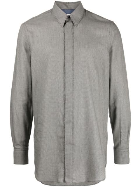 fine-check cotton blend shirt