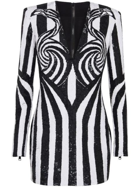 Balmain embroidered stripe short dress