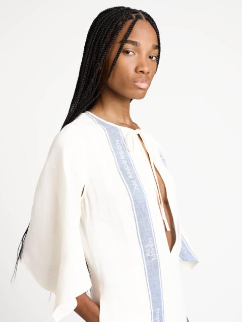 JW Anderson WOMENS DRAPED HEM DRESS IN OFF-WHITE & BLUE