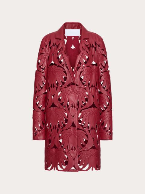Valentino EMBROIDERED ATLAS NAPPA COAT