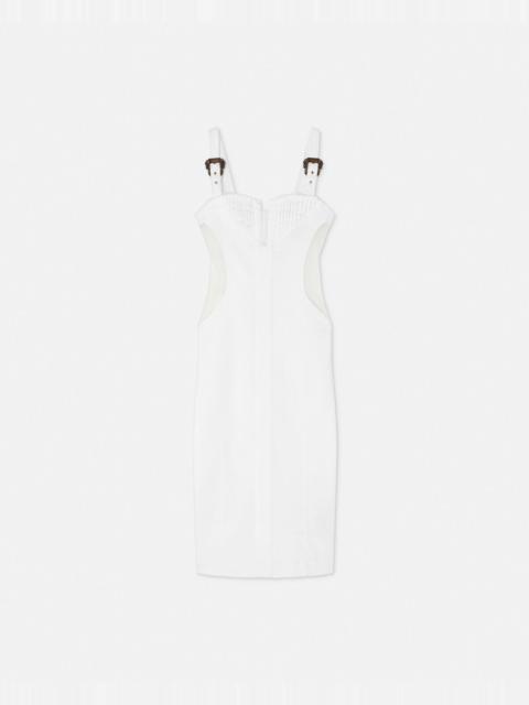 VERSACE JEANS COUTURE Baroque Buckle Denim Midi Dress
