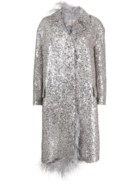 Valentino embellished feather-trim coat