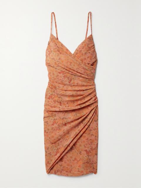 cortana + Net Sustain Biba Gathered Floral-print Silk Crepe De Chine Mini Dress